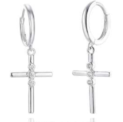 Ezüst Karika Fülbevaló Kereszttel