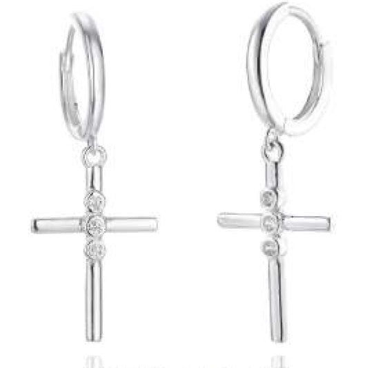 Ezüst Karika Fülbevaló Kereszttel