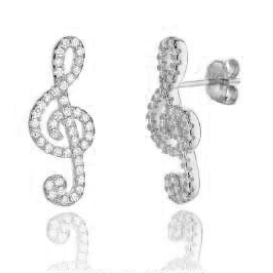 Violin Kulcs Köves Fülbevaló Nagy