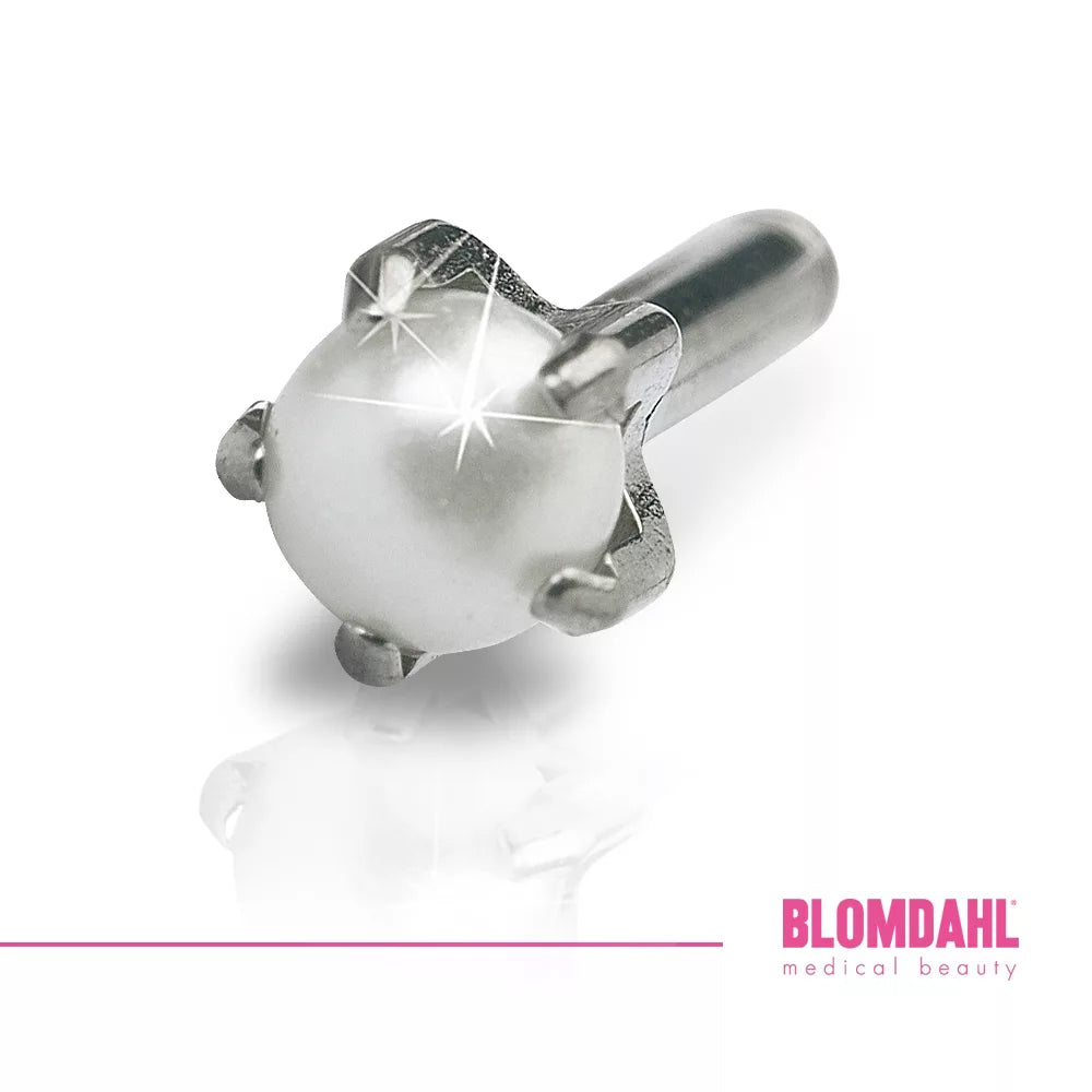 Tiffany Gyöngy Fehér Ezüst Titán 4mm